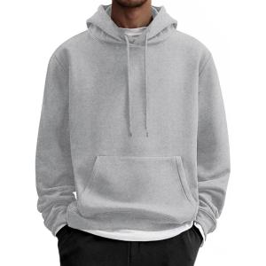imageCOOFANDY Men Cotton Fleece Hooded Sweatshirt Casual Long Sleeve Hoodies Pullover Fashion Drawstring Hoodie with Kanga PocketLight Gray