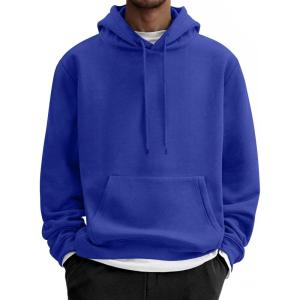 imageCOOFANDY Men Cotton Fleece Hooded Sweatshirt Casual Long Sleeve Hoodies Pullover Fashion Drawstring Hoodie with Kanga PocketRoyal Blue