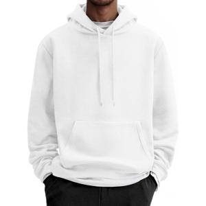 imageCOOFANDY Men Cotton Fleece Hooded Sweatshirt Casual Long Sleeve Hoodies Pullover Fashion Drawstring Hoodie with Kanga PocketWhite