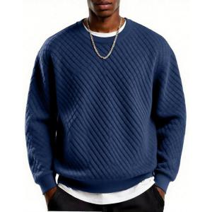 imageCOOFANDY Mens Crewneck Sweatshirt Geometric Texture Casual Long Sleeve Sweatshirts Fashion Pullover ShirtsNavy