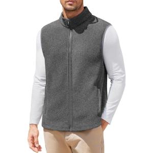 imageCOOFANDY Mens Minimalist Fleece Vest Casual Sleeveless Jacket Lightweight Outerwear Vests for City Layers Heather GreyL