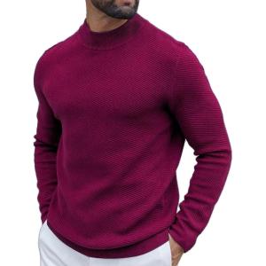 imageCOOFANDY Mens Mock Turtleneck Sweater Long Sleeve Knitted Slim Fit Casual Half Neck Pullover SweatersDark Red