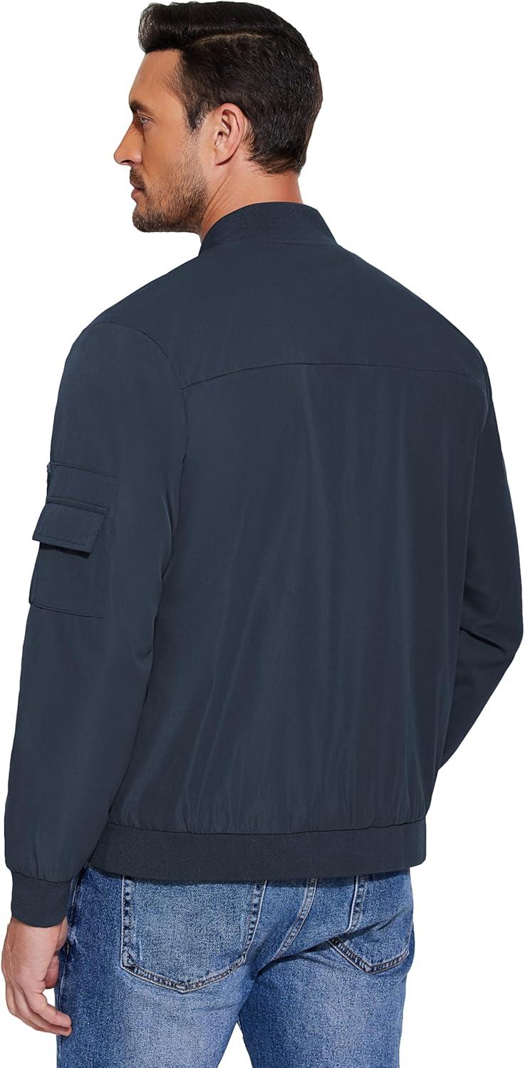 imageCOOFANDY Mens Lightweight Bomber Jackets Casual Spring Fall Windbreaker Jacket Light Zip Up Coat With PocketBlue