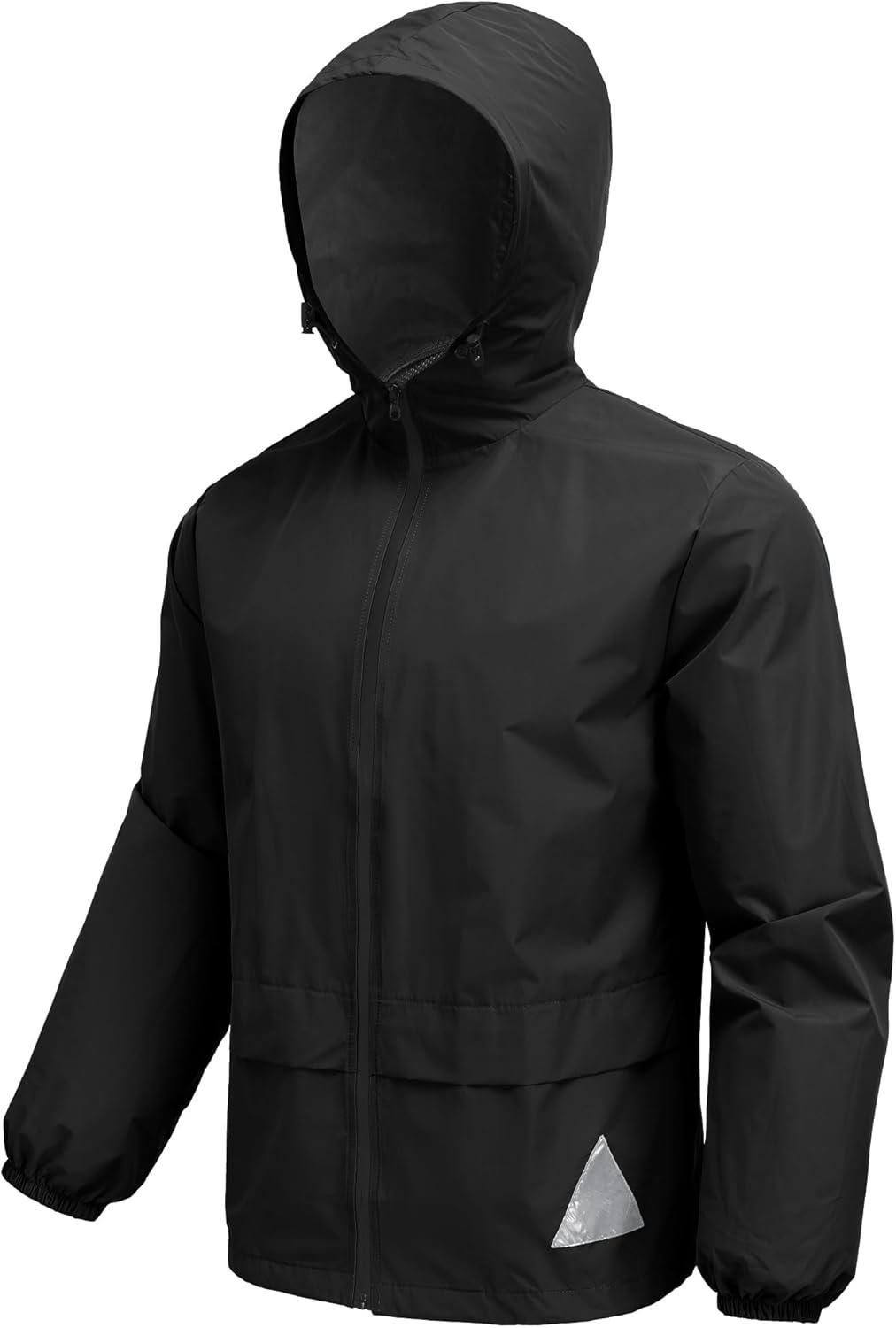 imageCOOFANDY Mens Rain Suit 2 Piece Waterproof Breathable Rain Gear Lightweight Rain Jacket Pants Rainwear SuitBlack
