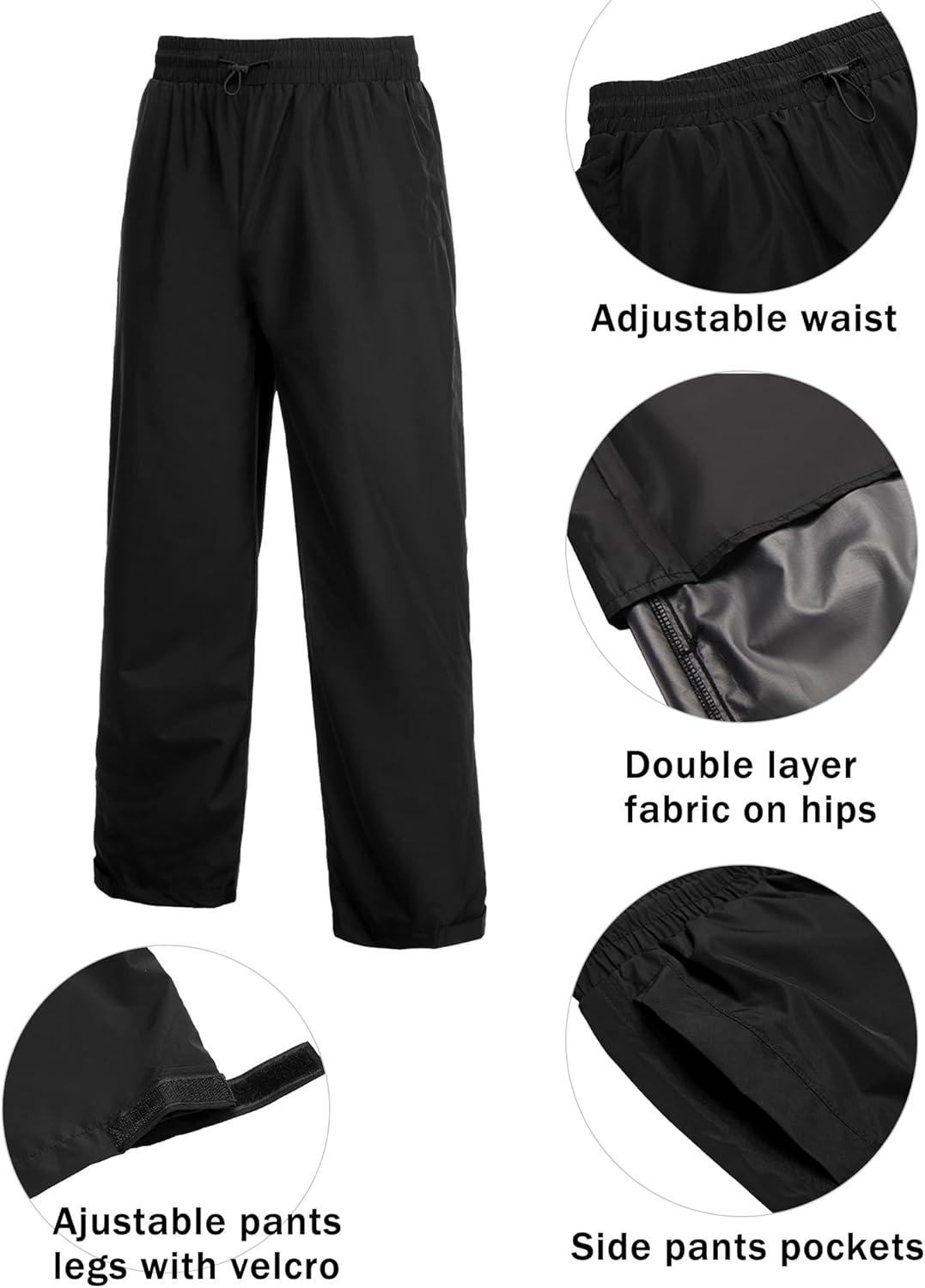 imageCOOFANDY Mens Rain Suit 2 Piece Waterproof Breathable Rain Gear Lightweight Rain Jacket Pants Rainwear SuitBlueBlack