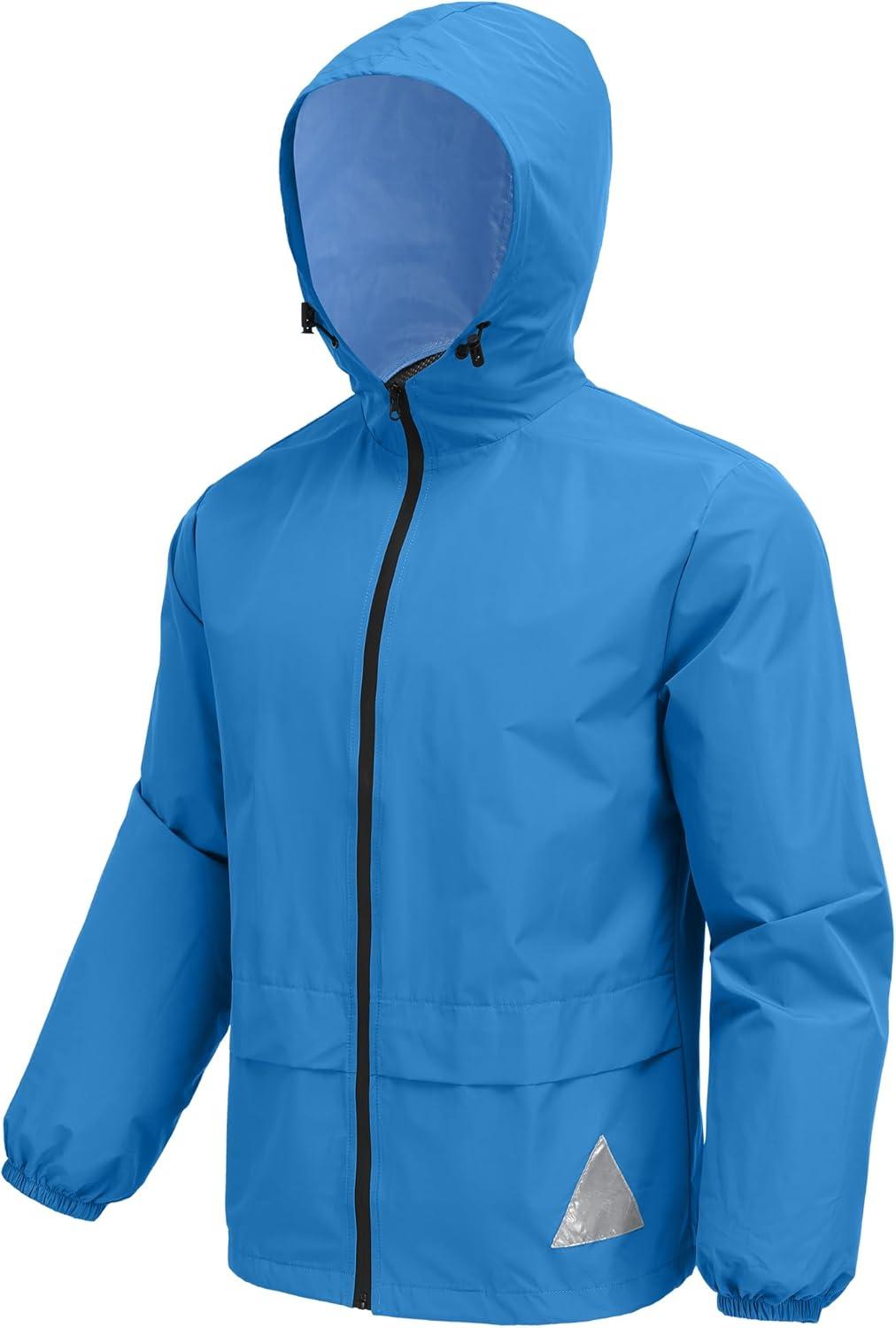 imageCOOFANDY Mens Rain Suit 2 Piece Waterproof Breathable Rain Gear Lightweight Rain Jacket Pants Rainwear SuitBlueBlack