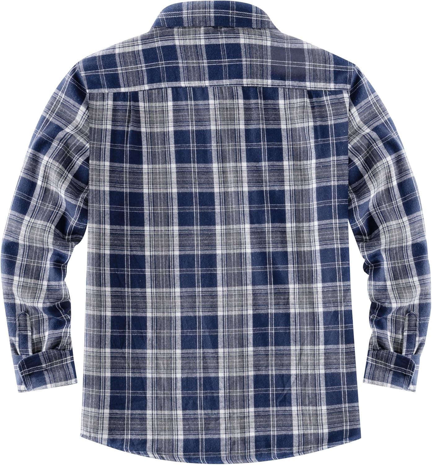 imageCOOFANDY Mens Sherpa Lined Flannel Shirt Jacket Long Sleeve Button Up Fleece Plaid ShirtsDark Blue