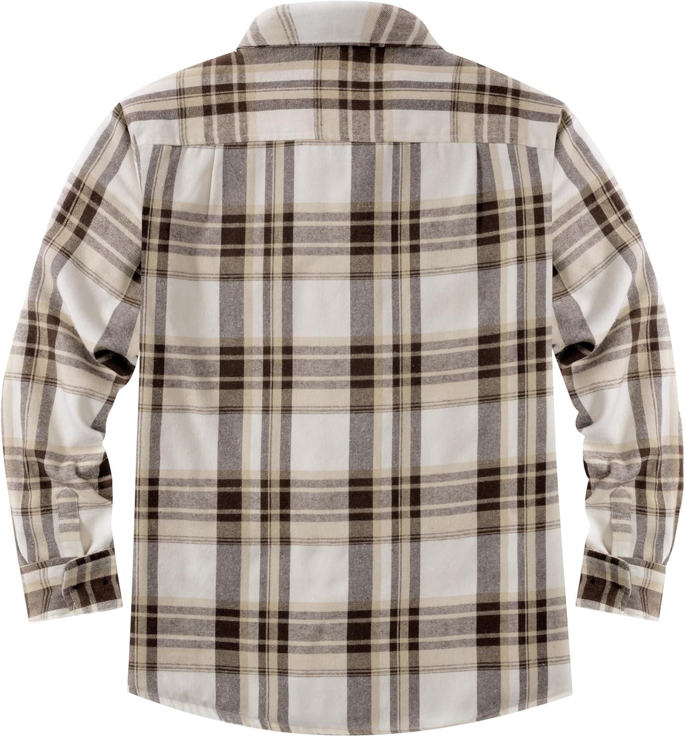 imageCOOFANDY Mens Sherpa Lined Flannel Shirt Jacket Long Sleeve Button Up Fleece Plaid ShirtsDark Brown Grey White Plaid