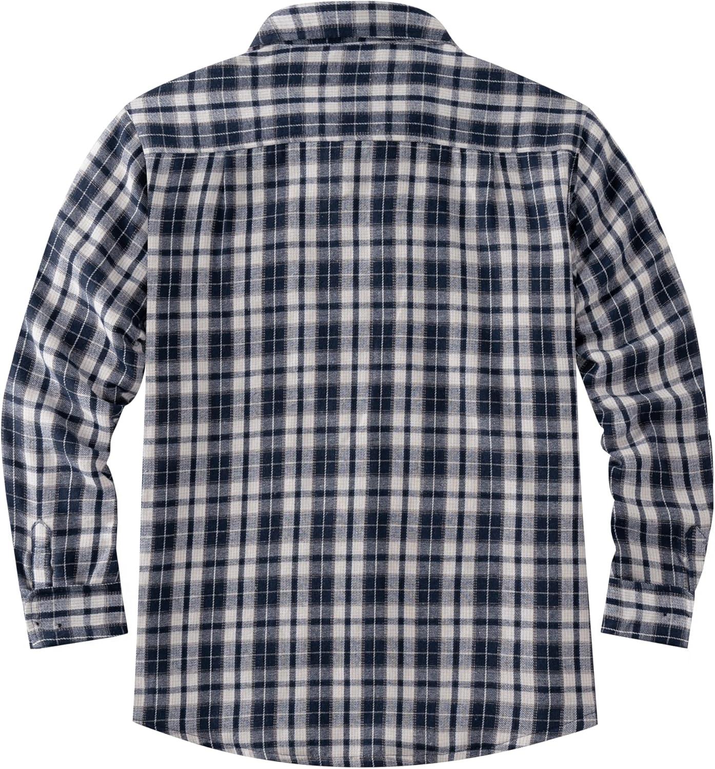 imageCOOFANDY Mens Sherpa Lined Flannel Shirt Jacket Long Sleeve Button Up Fleece Plaid ShirtsNavy White Khaki Plaid