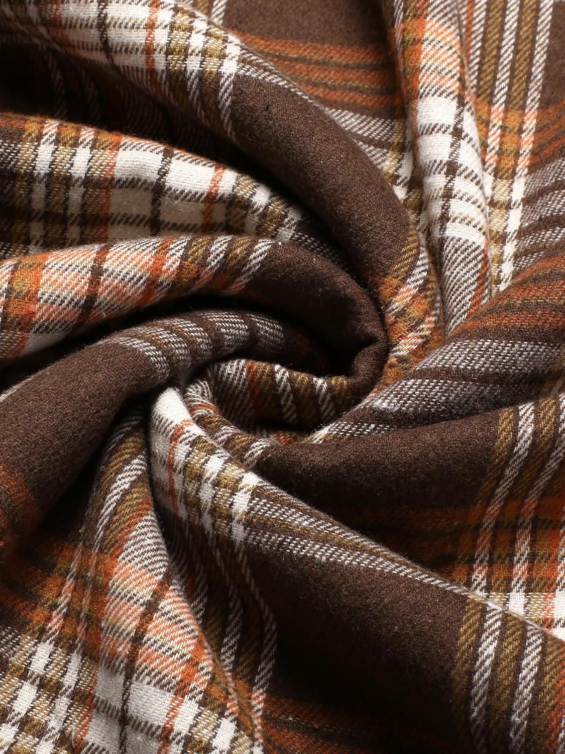 imageCOOFANDY Mens Sherpa Lined Flannel Shirt Jacket Long Sleeve Button Up Fleece Plaid ShirtsOrange