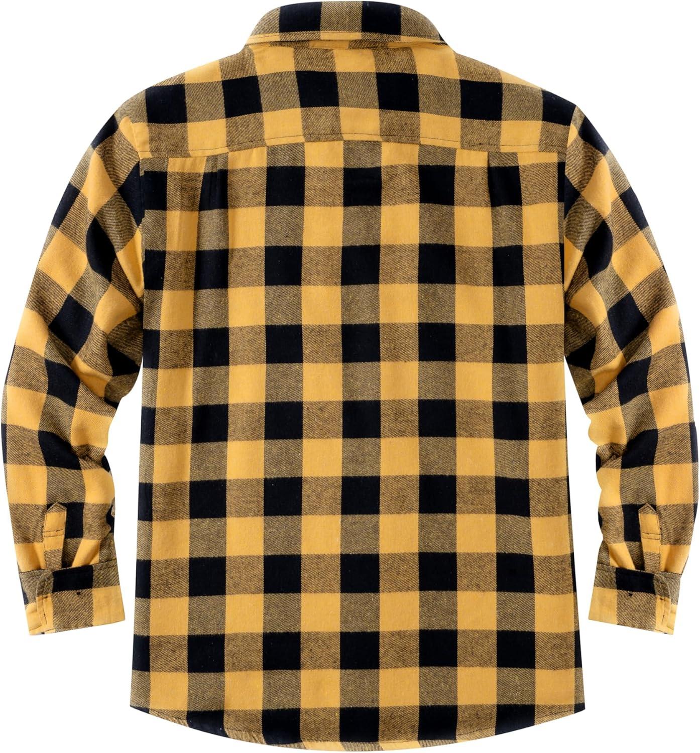 imageCOOFANDY Mens Sherpa Lined Flannel Shirt Jacket Long Sleeve Button Up Fleece Plaid ShirtsYellowBlack