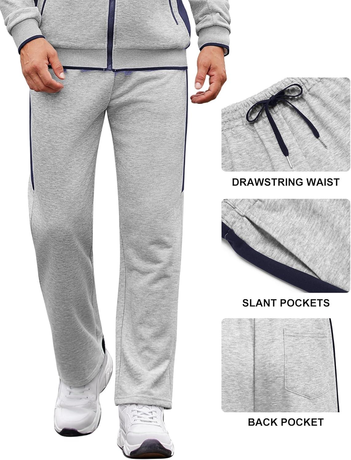 imageCOOFANDY Mens Tracksuits 2 Piece Athletic Track Suit Jogging Running Sweatsuits Casual Warm Full Zip Sports SetLight Greynavy Blue