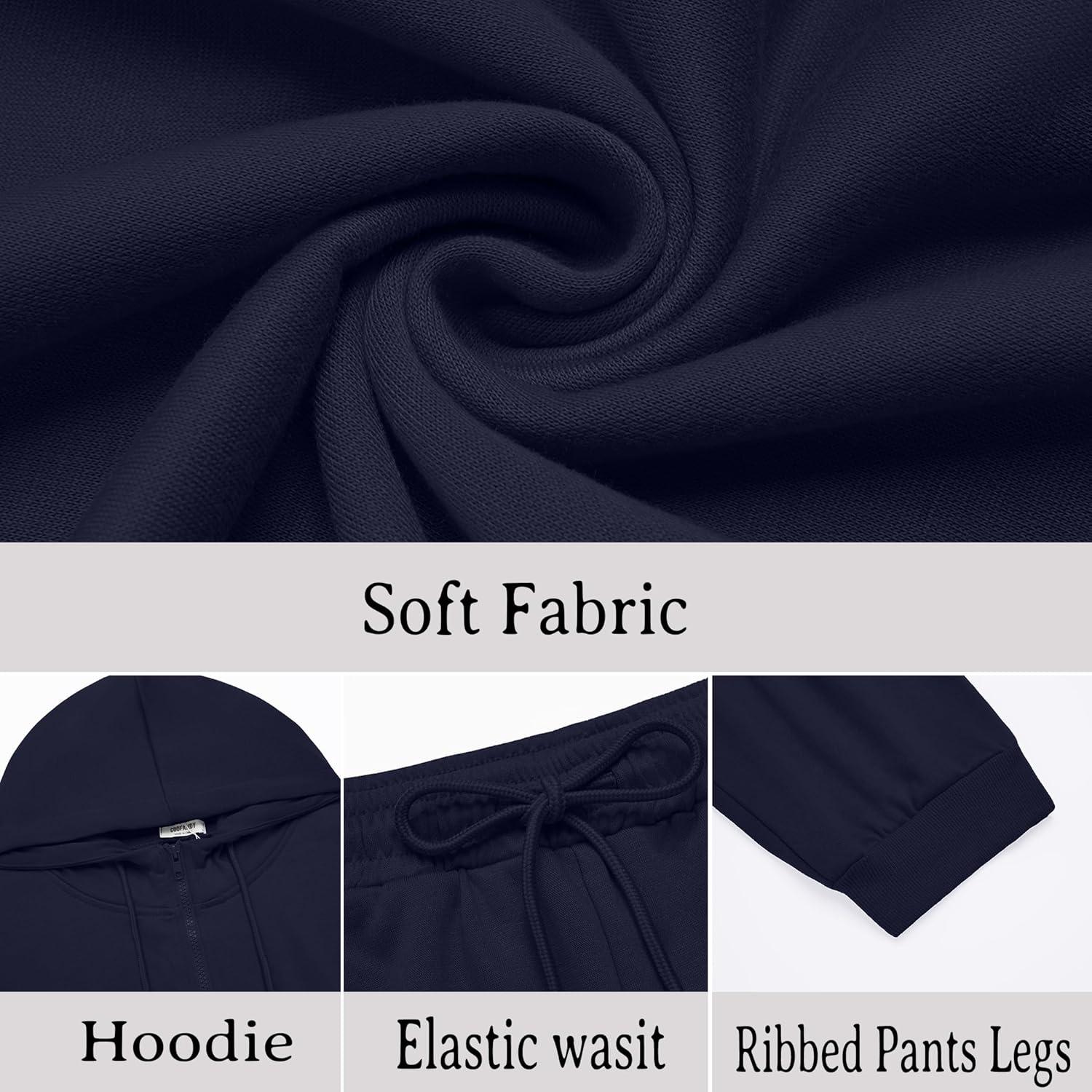 imageCOOFANDY Sweatsuits for Men 2 Piece tracksuit Sets Full Zip Hoodie Sweatpants for Men Casual Sports Jogging Suits S4XLNavy Blue