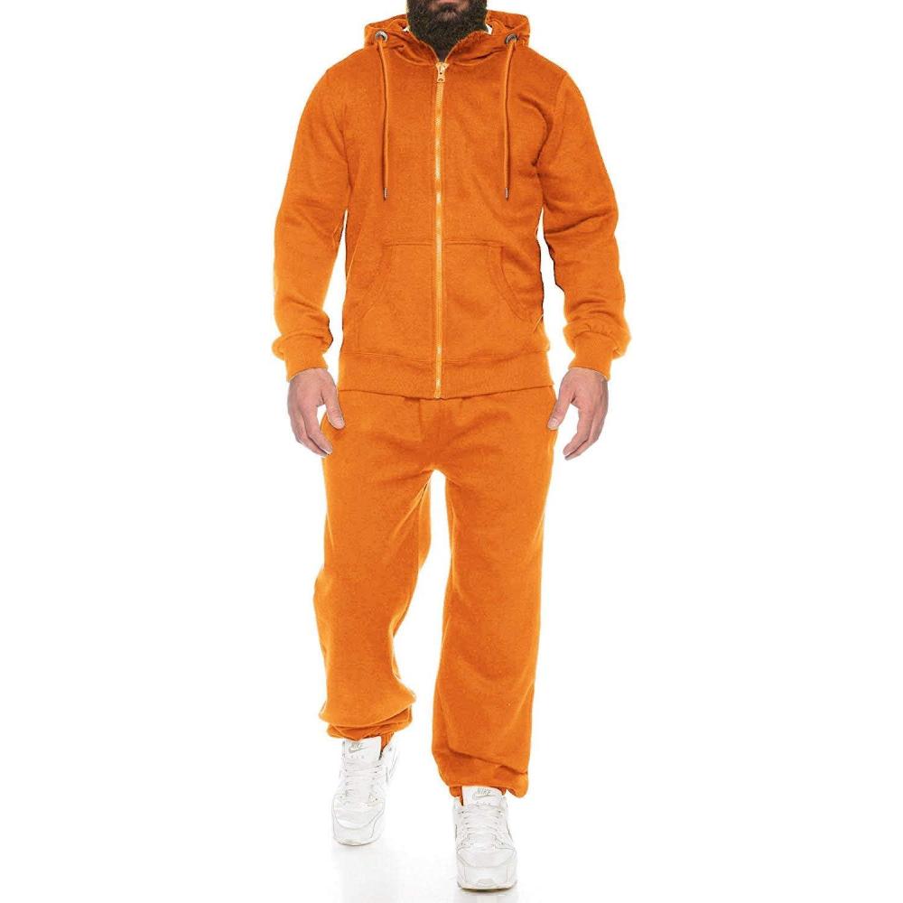 imageCOOFANDY Sweatsuits for Men 2 Piece tracksuit Sets Full Zip Hoodie Sweatpants for Men Casual Sports Jogging Suits S4XLSafety Orange