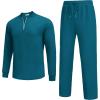 imageCOOFANDY Mens 2 Piece Tracksuit Set Polo Athletic Sweatsuit Quarter Zip Jogging Long Sleeve Casual Sports OutfitsDenim Blue