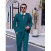 imageCOOFANDY Mens 2 Piece Tracksuit Set Polo Athletic Sweatsuit Quarter Zip Jogging Long Sleeve Casual Sports OutfitsDenim Blue