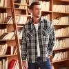 imageCOOFANDY Mens Sherpa Lined Flannel Shirt Jacket Long Sleeve Button Up Fleece Plaid ShirtsBlack
