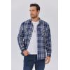imageCOOFANDY Mens Sherpa Lined Flannel Shirt Jacket Long Sleeve Button Up Fleece Plaid ShirtsDark Blue