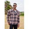 imageCOOFANDY Mens Sherpa Lined Flannel Shirt Jacket Long Sleeve Button Up Fleece Plaid ShirtsNavyOrange