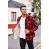 imageCOOFANDY Mens Sherpa Lined Flannel Shirt Jacket Long Sleeve Button Up Fleece Plaid ShirtsRedBlack