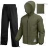 imageCOOFANDY Mens Rain Suit 2 Piece Waterproof Breathable Rain Gear Lightweight Rain Jacket Pants Rainwear SuitArmy GreenBlack