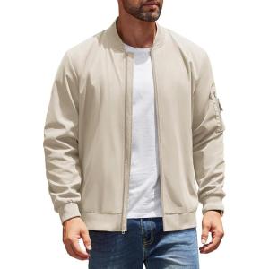 imageCOOFANDY Mens Lightweight Bomber Jackets Casual Spring Fall Windbreaker Jacket Light Zip Up Coat With PocketMoon Gray