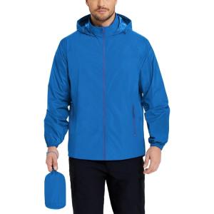 imageCOOFANDY Mens Rain Jacket Lightweight Waterproof Raincoat Packable Rain Shell Jacket With Hood Golf Hiking WindbreakerBlue