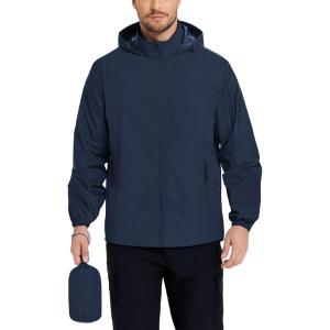 imageCOOFANDY Mens Rain Jacket Lightweight Waterproof Raincoat Packable Rain Shell Jacket With Hood Golf Hiking WindbreakerNavy Blue