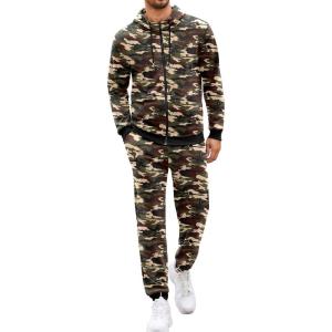 imageCOOFANDY Sweatsuits for Men 2 Piece tracksuit Sets Full Zip Hoodie Sweatpants for Men Casual Sports Jogging Suits S4XLBright Camo