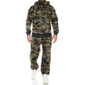 imageCOOFANDY Sweatsuits for Men 2 Piece tracksuit Sets Full Zip Hoodie Sweatpants for Men Casual Sports Jogging Suits S4XLGreen Camo