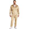 imageCOOFANDY Mens 2 Piece Velour Tracksuit Full Zip Jackets Pants Velvet Jogging Suits Sweatsuit SetChampagne