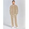 imageCOOFANDY Mens 2 Piece Velour Tracksuit Full Zip Jackets Pants Velvet Jogging Suits Sweatsuit SetLight Khaki