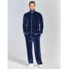 imageCOOFANDY Mens 2 Piece Velour Tracksuit Full Zip Jackets Pants Velvet Jogging Suits Sweatsuit SetNavy Blue