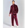 imageCOOFANDY Mens 2 Piece Velour Tracksuit Full Zip Jackets Pants Velvet Jogging Suits Sweatsuit SetWine Red