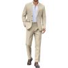 imageCOOFANDY Mens Suit 2 Piece Suit Classic Fit Two Button Blazer Jacket Pants Set Business Wedding Party Suits for MenLight Khaki