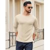 imageCOOFANDY Crewneck Sweaters for Men Slim Fit Long Sleeve Pullover Sweater Ribbed Knitted Lightweight TopsLight Khaki