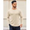 imageCOOFANDY Crewneck Sweaters for Men Slim Fit Long Sleeve Pullover Sweater Ribbed Knitted Lightweight TopsLight Khaki