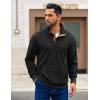 imageCOOFANDY Mens Corduroy Sweatshirt Long Sleeve Pullover Quarter Button Fall Sweat ShirtsBlack