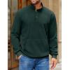 imageCOOFANDY Mens Corduroy Sweatshirt Long Sleeve Pullover Quarter Button Fall Sweat ShirtsLake Green