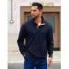 imageCOOFANDY Mens Corduroy Sweatshirt Long Sleeve Pullover Quarter Button Fall Sweat ShirtsNavy Blue
