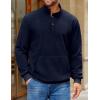 imageCOOFANDY Mens Corduroy Sweatshirt Long Sleeve Pullover Quarter Button Fall Sweat ShirtsNavy Blue