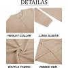 imageCOOFANDY Mens Henley Sweater Long Sleeve Textured Pullover Sweaters Casual Button Crewneck Knit SweaterBeige