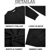 imageCOOFANDY Mens Henley Sweater Long Sleeve Textured Pullover Sweaters Casual Button Crewneck Knit SweaterBlack