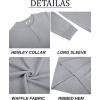 imageCOOFANDY Mens Henley Sweater Long Sleeve Textured Pullover Sweaters Casual Button Crewneck Knit SweaterLight Grey