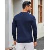 imageCOOFANDY Mens Henley Sweater Long Sleeve Textured Pullover Sweaters Casual Button Crewneck Knit SweaterNavy Blue
