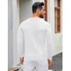 imageCOOFANDY Mens Henley Sweater Long Sleeve Textured Pullover Sweaters Casual Button Crewneck Knit SweaterWhite