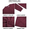 imageCOOFANDY Mens Henley Sweater Long Sleeve Textured Pullover Sweaters Casual Button Crewneck Knit SweaterWine Red