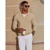 imageCOOFANDY Mens Knit Polo Sweater Long Sleeve VNeck Pullover Sweaters Casual Collared Ribbed Knitted PolosLight Khaki