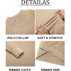 imageCOOFANDY Mens Knit Polo Sweater Long Sleeve VNeck Pullover Sweaters Casual Collared Ribbed Knitted PolosLight Khaki