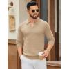 imageCOOFANDY Mens Knit Polo Sweater Long Sleeve VNeck Pullover Sweaters Casual Collared Ribbed Knitted PolosLight Khaki